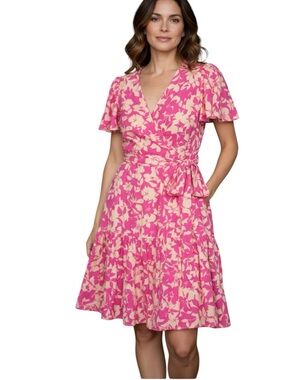 **NWOT** easel Pink Cream Floral Dress